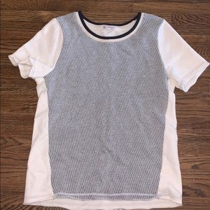 Navy blue and cream sweater shirt